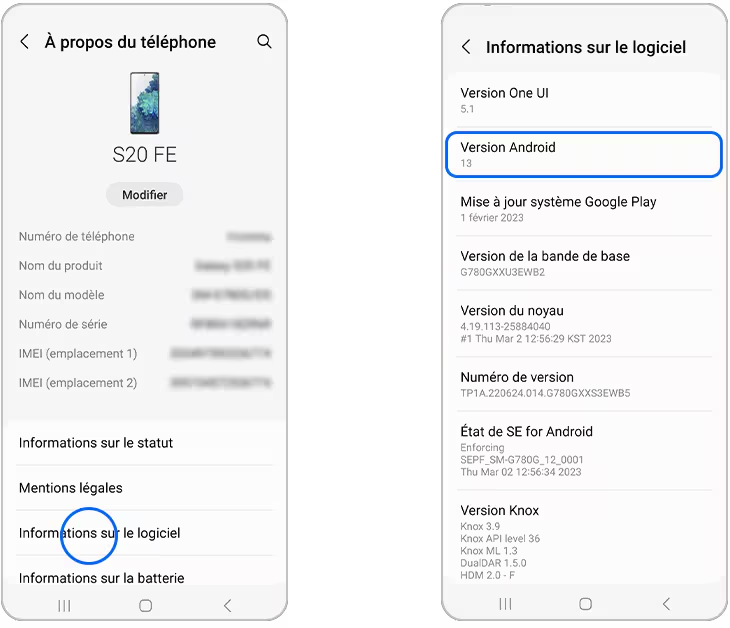 Connaître la version Android de mon smartphone